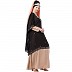 Party wear double layered Embellished abaya- Black-Skin color